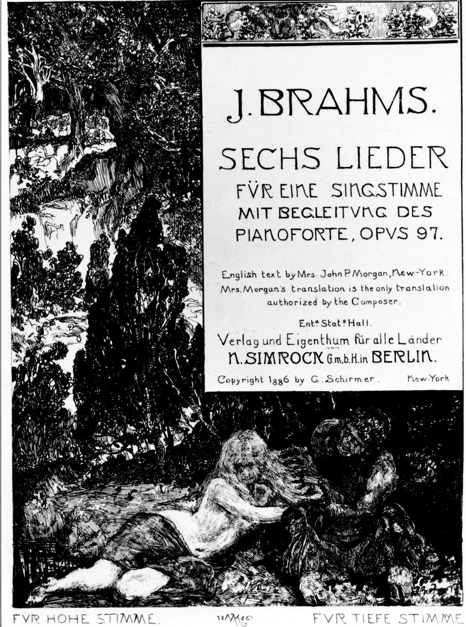Frontispice voor "Six Lieder opus 97" (Sechs Lieder opus 97) door Johannes Brahms (1833-1897) door Max Klinger