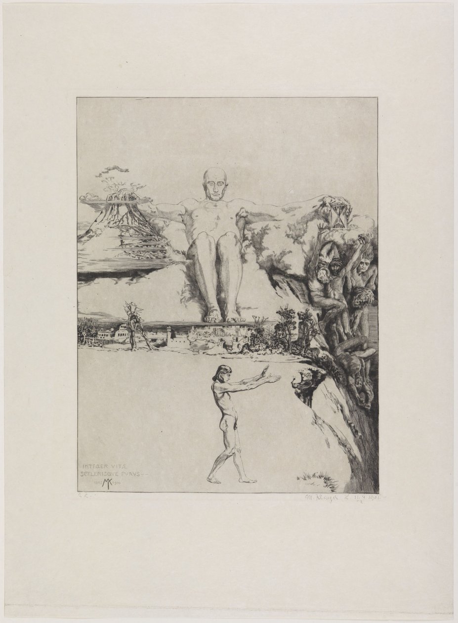 Integer vitae (los blad uit: Over de dood, tweede deel, opus XI, blad 1) door Max Klinger