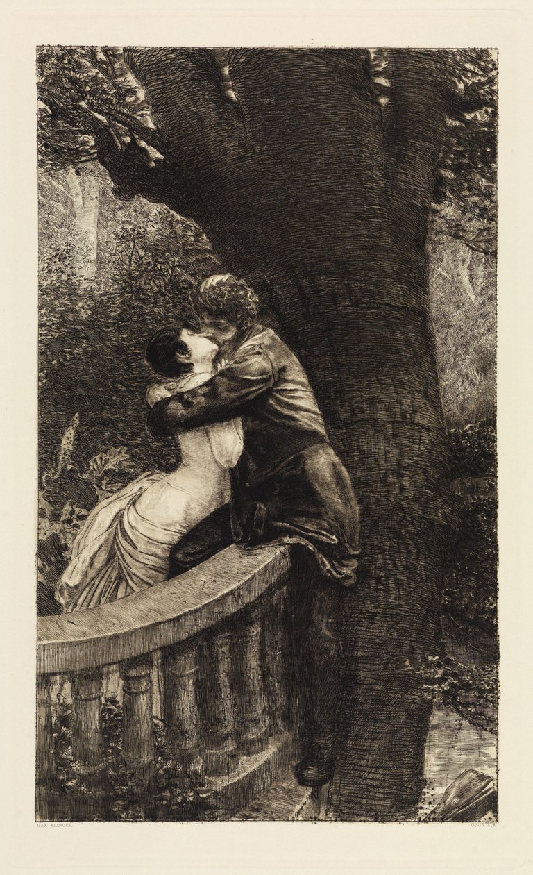 Kus (In het park) (Een liefde, Opus X, blad 4) door Max Klinger