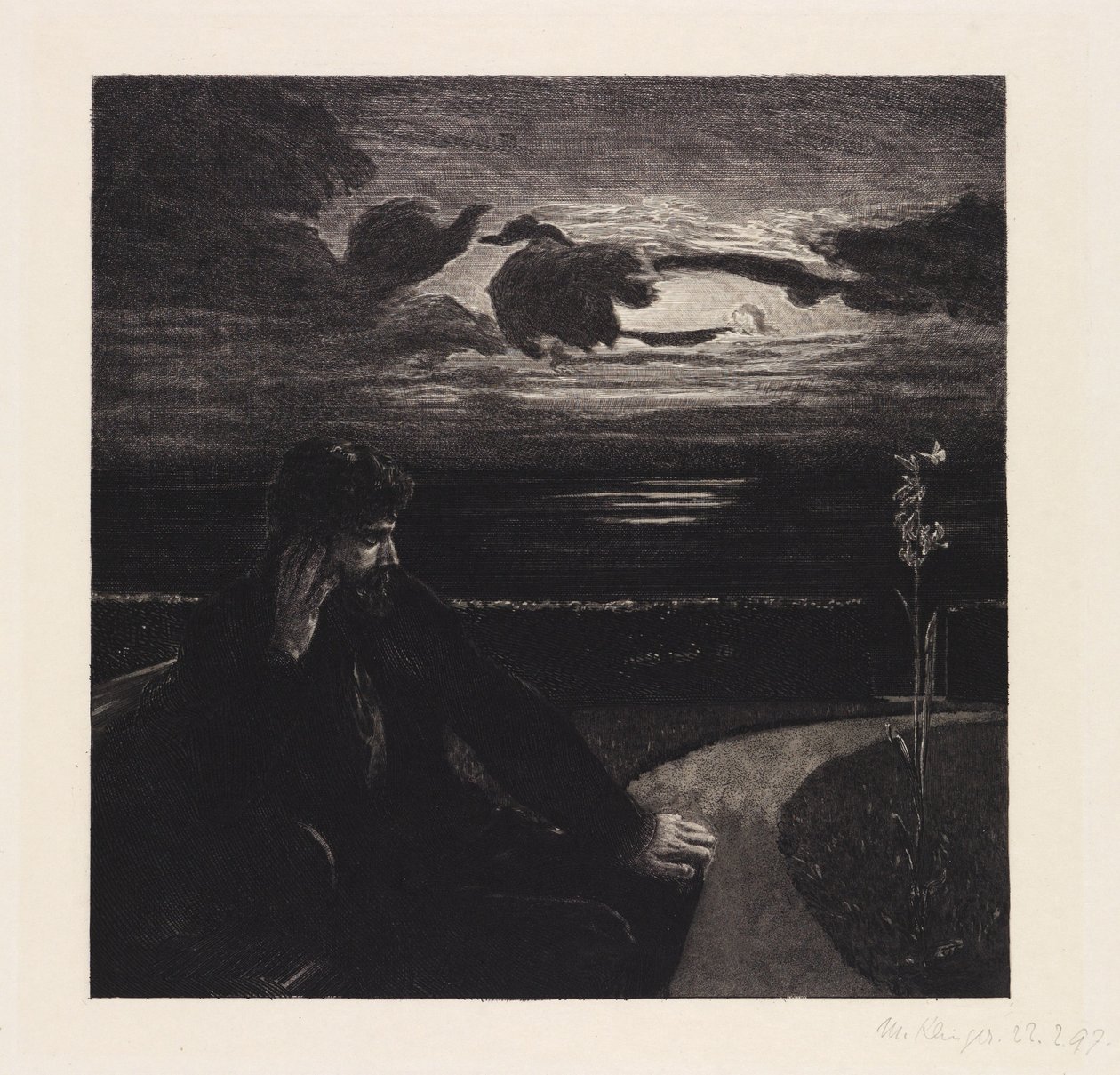Nacht (Over de dood, eerste deel, opus XI, plaat 1) door Max Klinger