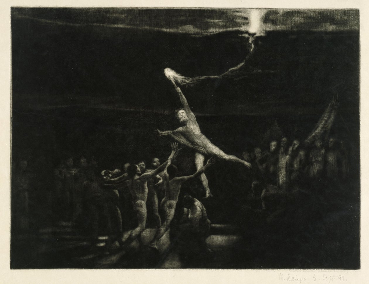 Roof van het licht (blad 22 uit: Opus XII, Brahmsfantasie) door Max Klinger