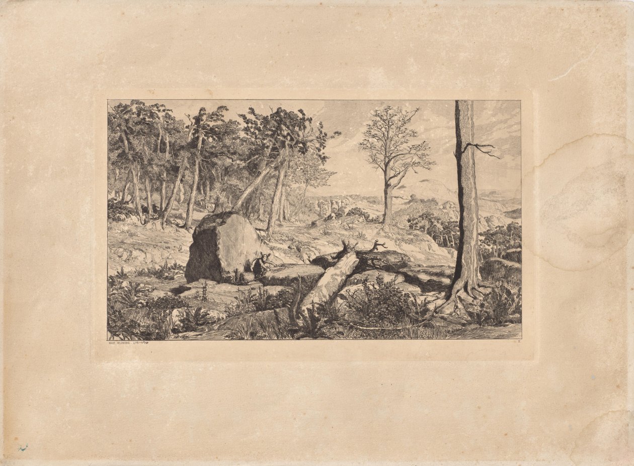 Simplicius in de eenzaamheid van het woud (plaat X), uit Intermezzi. Etsen, op. IV. 12 composities door Max Klinger