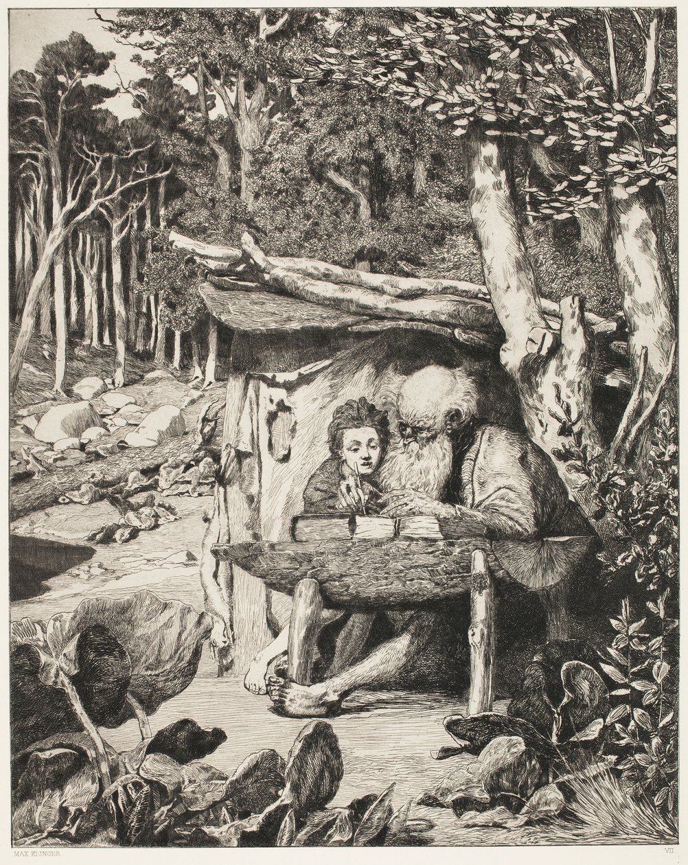 Het schrijftafel van Simplicius door Max Klinger