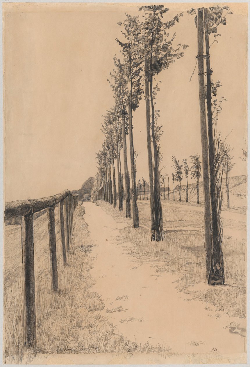 Een rij bomen langs de weg door Max Klinger
