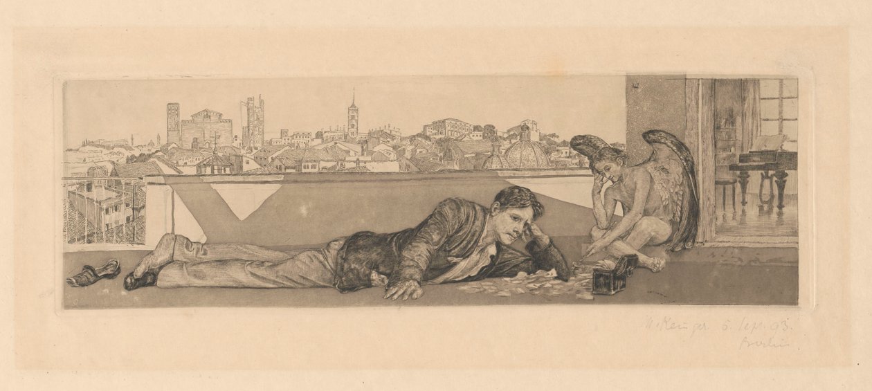 Bij „Oude liefde”, blad 2, Brahmsfantasie, Op. XII door Max Klinger
