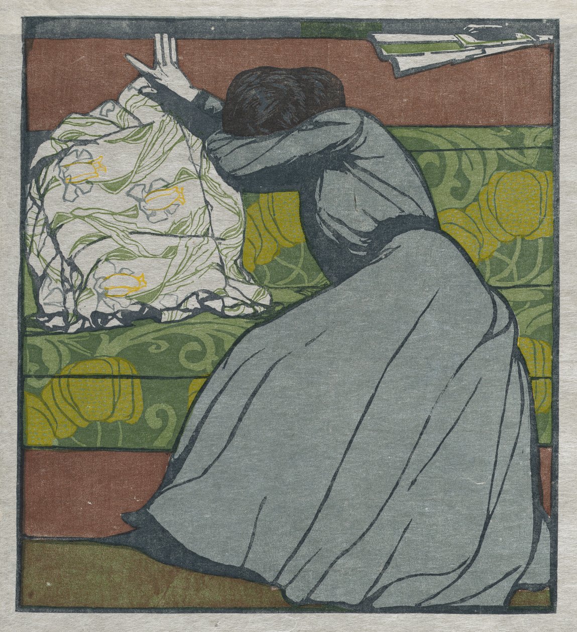 Het Kussen (Martha Kurzweil Zittend op een Divan) door Max Kurzweil