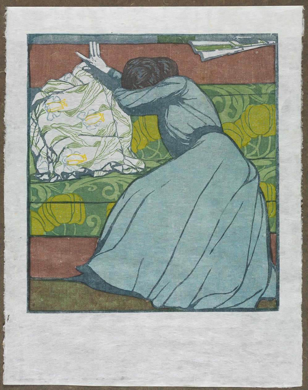 Het Kussen (Martha Kurzweil Zittend op een Divan) door Max Kurzweil
