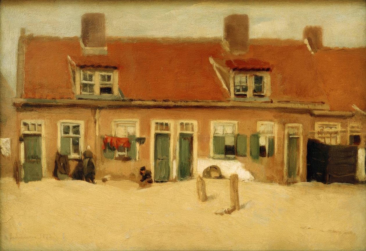 Oude huizen in Scheveningen door Max Liebermann