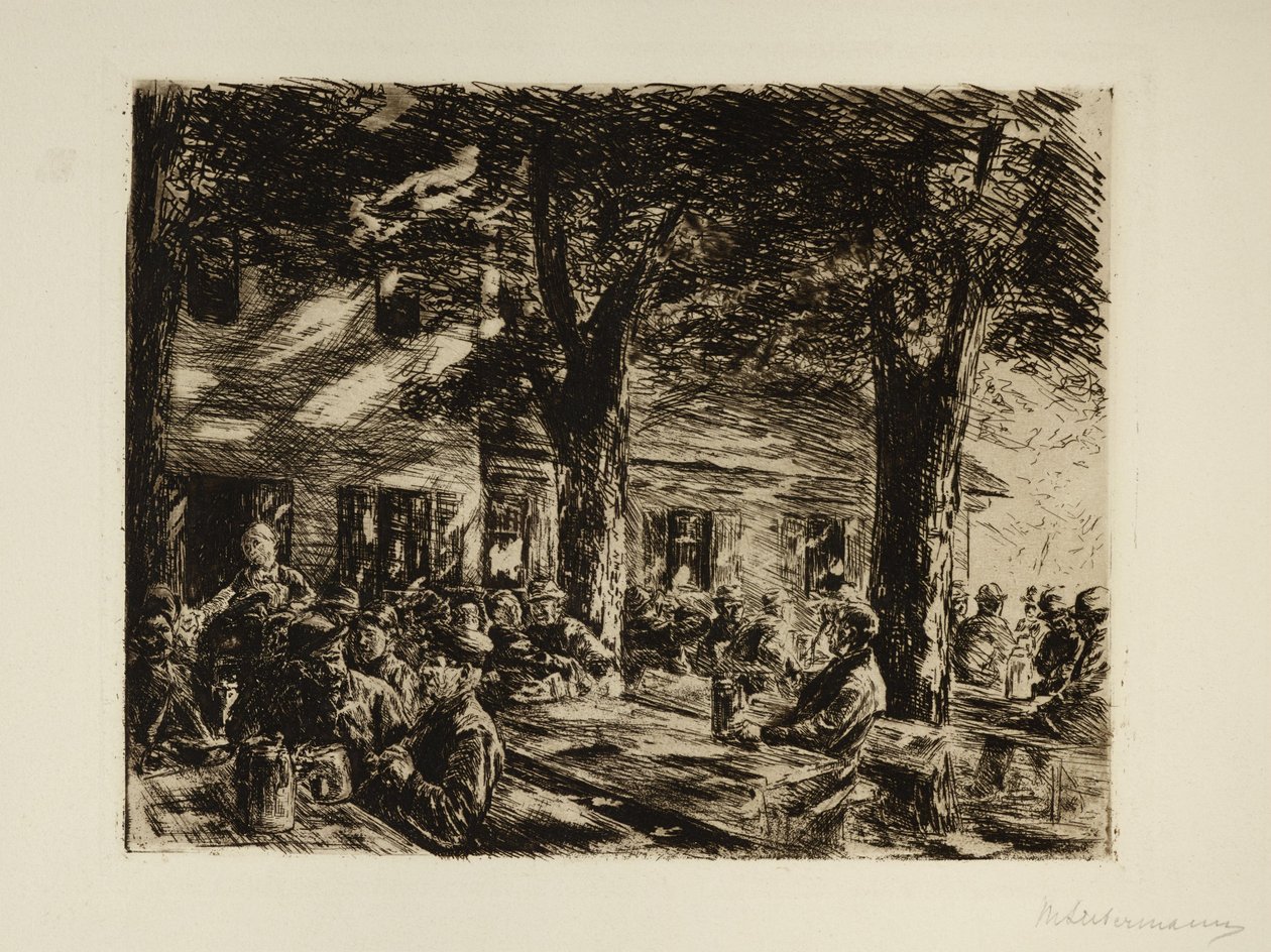 Biertuin in Brannenburg bij Rosenheim door Max Liebermann
