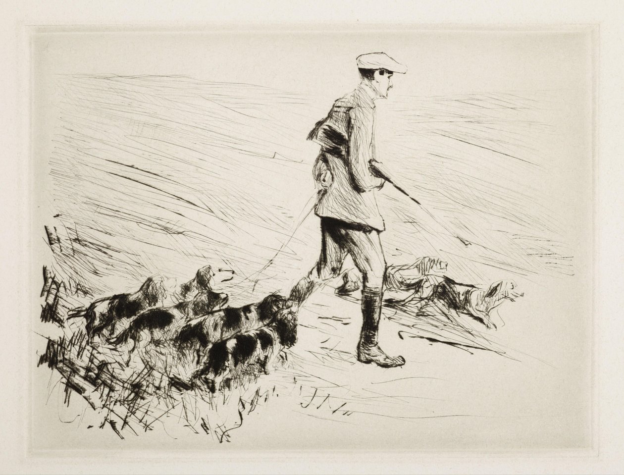 Jager met honden door Max Liebermann