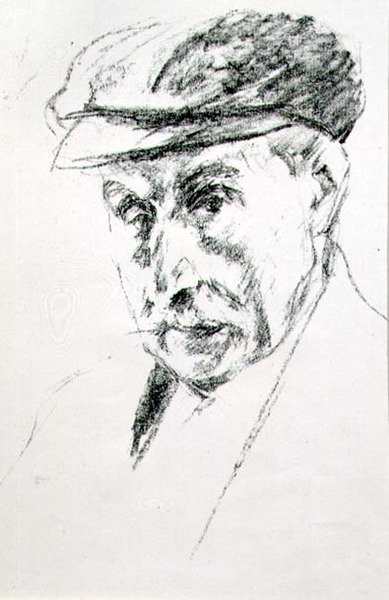 Portret van een Man met een Pet, mogelijk zelfportret, na 1923 door Max Liebermann