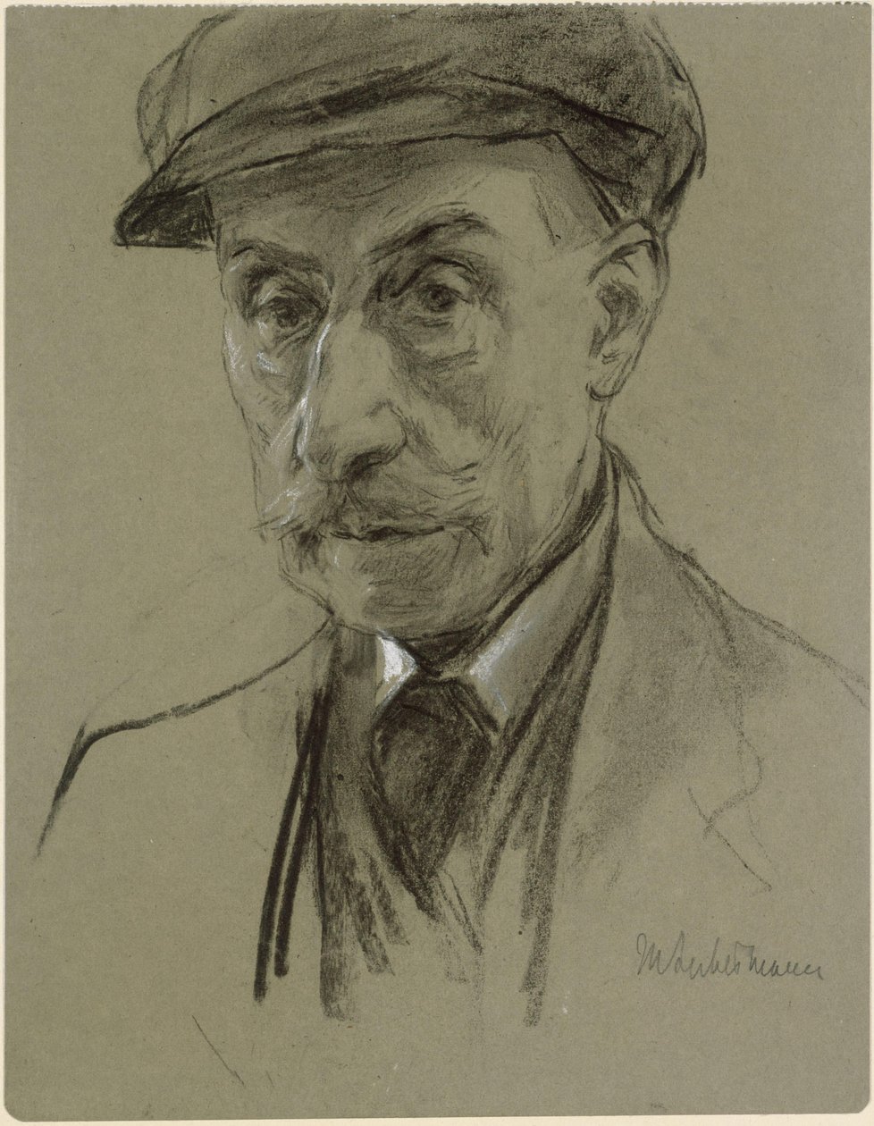 Zelfportret met pet door Max Liebermann