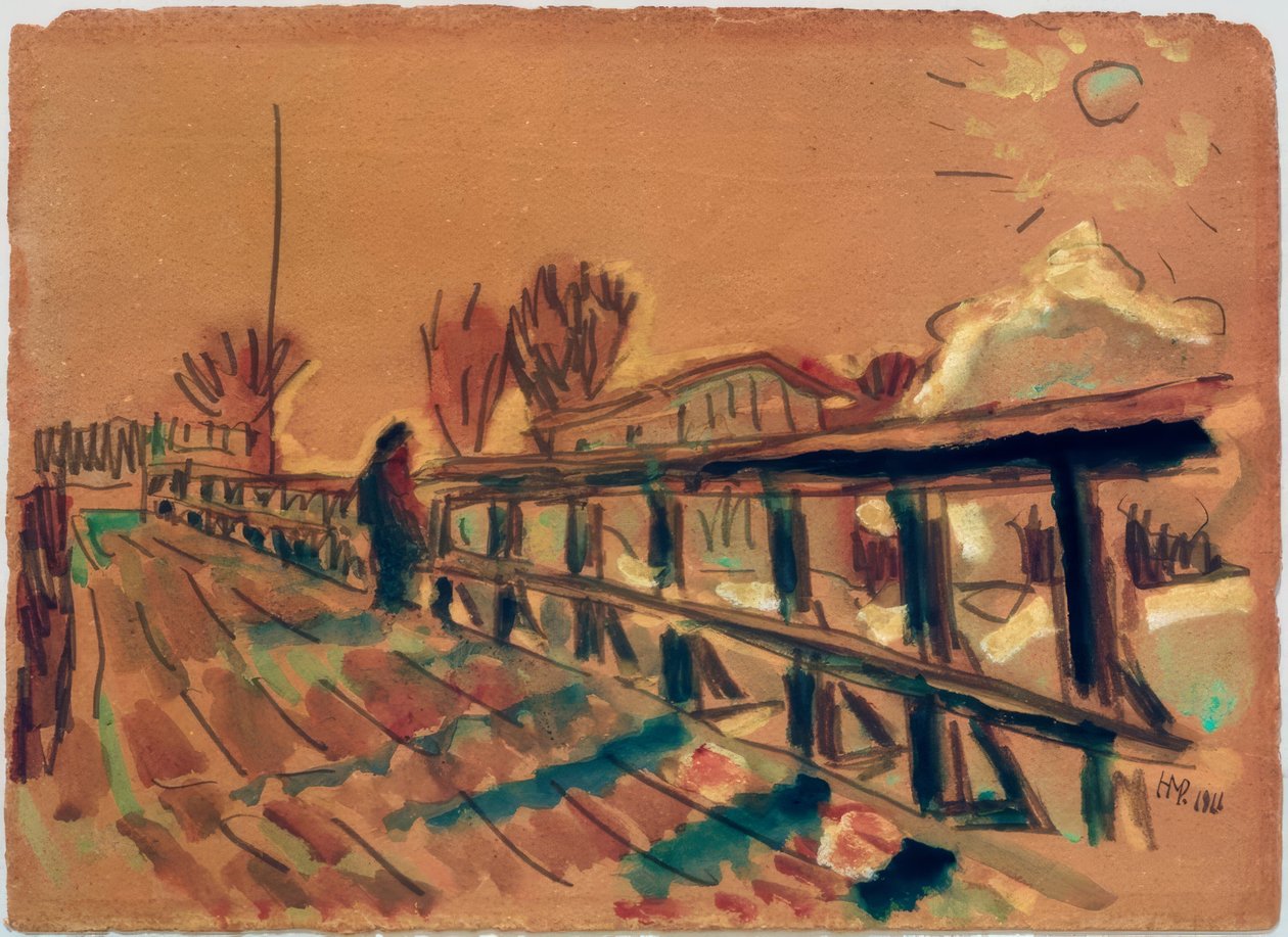 Uitzicht over een brug door Max Pechstein