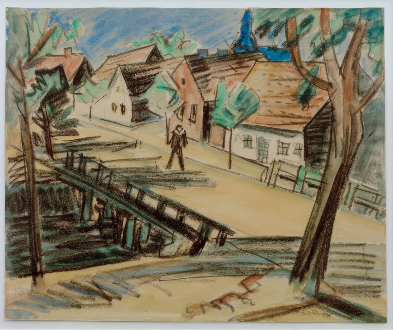 Grote molengraafbrug – Leba / Pommeren door Max Pechstein