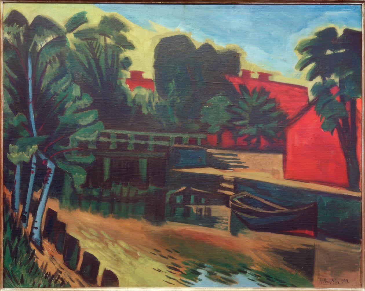 Grote molengraafbrug gezien vanuit het oosten, Leba / Pommeren door Max Pechstein