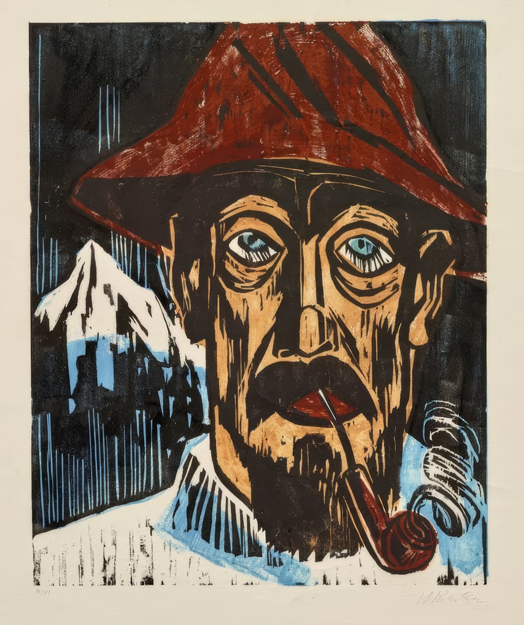 Man met pijp  door Max Pechstein