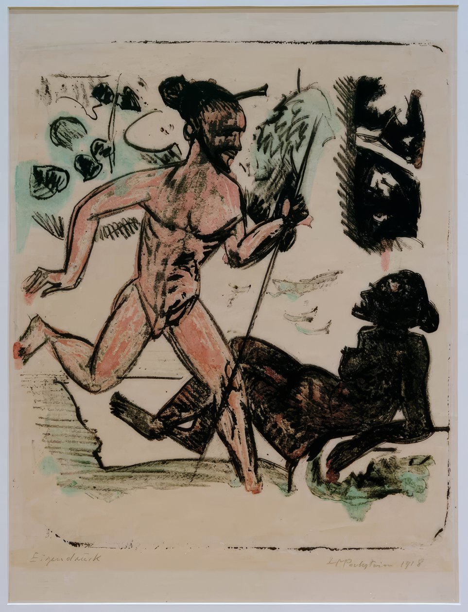 Palau III (loper en naakt) door Max Pechstein