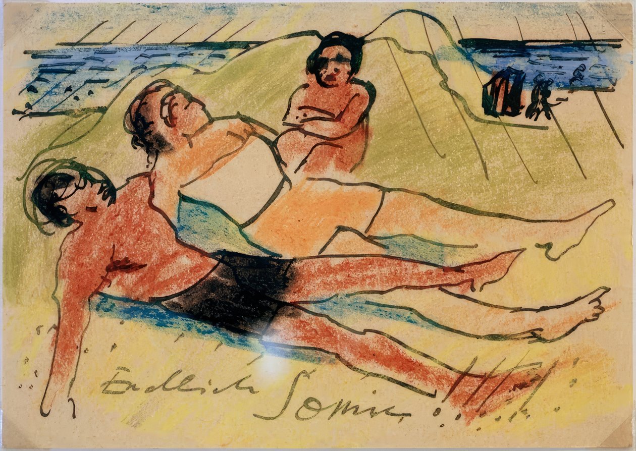 Zonnen op het strand door Max Pechstein