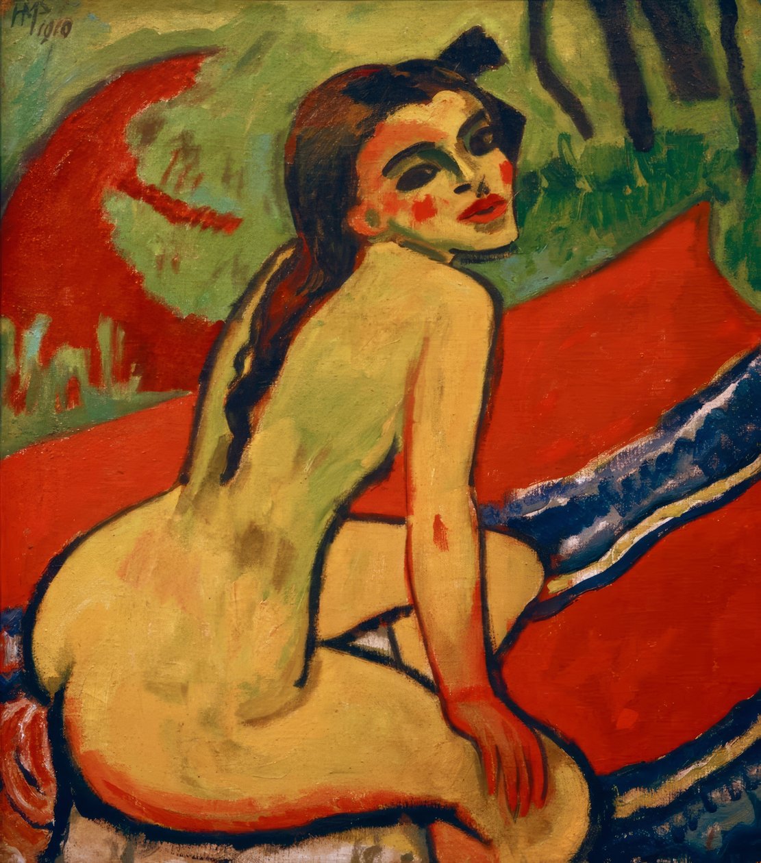 Zittend vrouwelijk naakt/1910 door Max Pechstein