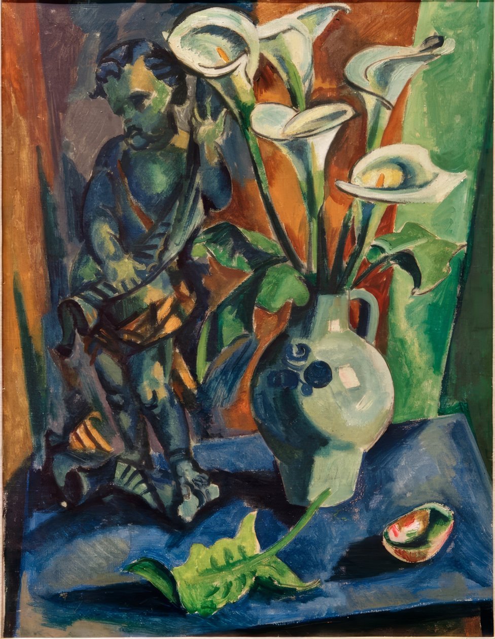 Stilleven met putto en calla door Max Pechstein