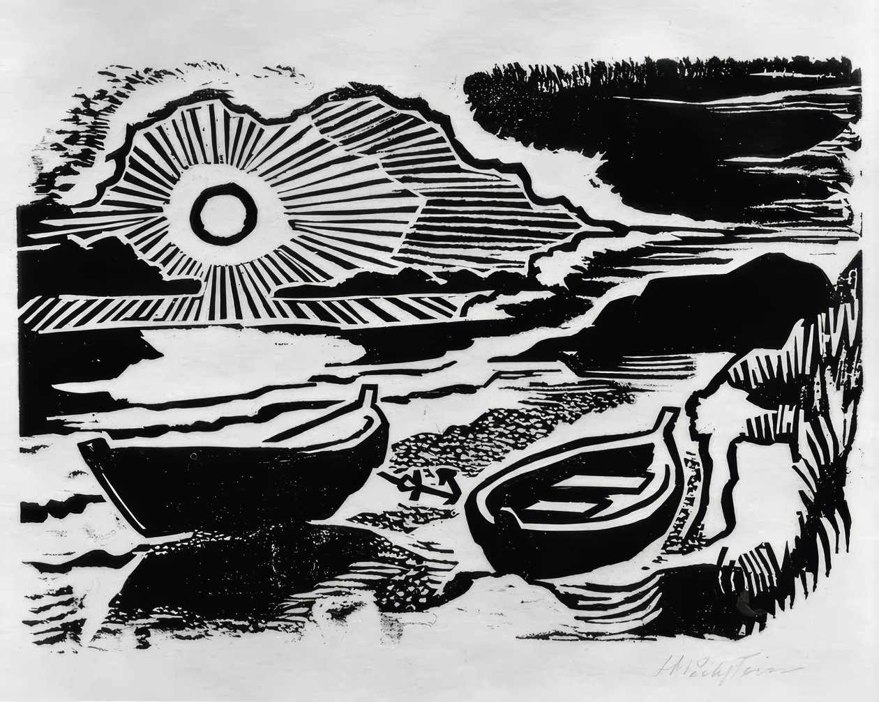 Ondergaande zon door Max Pechstein