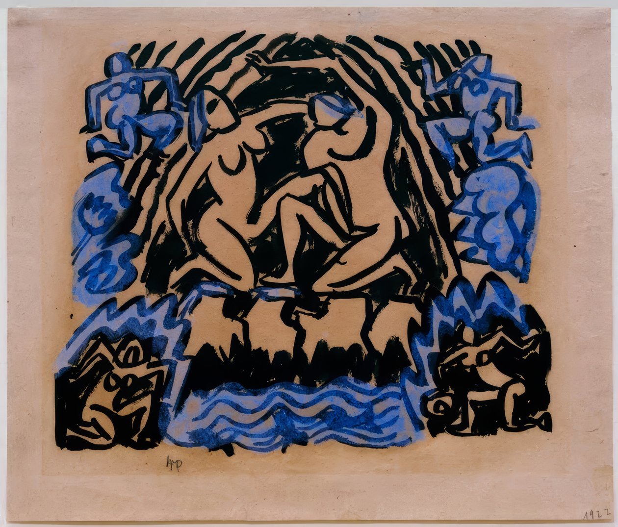 Vrouwelijke naakten in de natuur door Max Pechstein