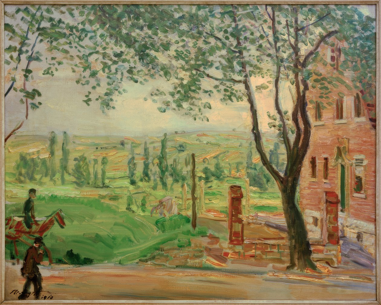 Rood huis aan de Landauer Straat in Godramstein door Max Slevogt