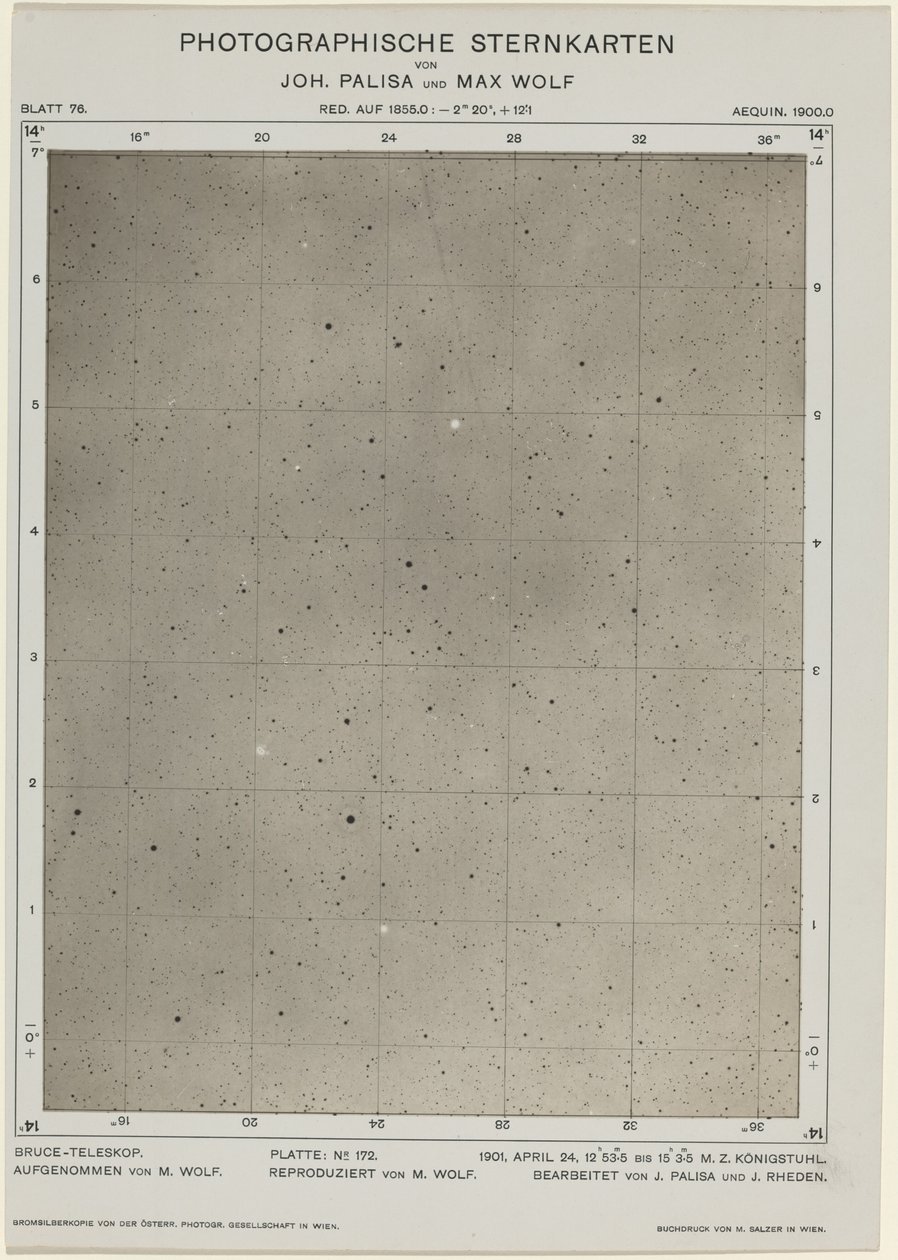 Fotografische Sterrenkaarten (24 april 1901) door Max Wolf and Joh. Palisa
