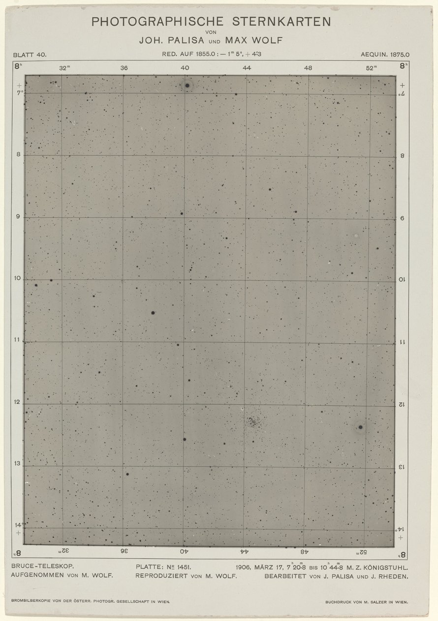 Fotografische Sterrenkaarten (17 maart 1906) door Max Wolf and Joh. Palisa