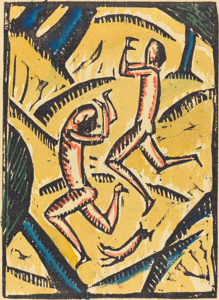 Twee Naakte Dansers in een Landschap door Max Zachmann