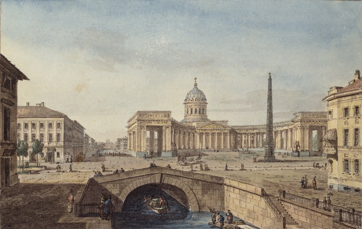 De Kazankathedraal in Sint-Petersburg, 1817 door Maxim Nikiphorovich Vorobyev
