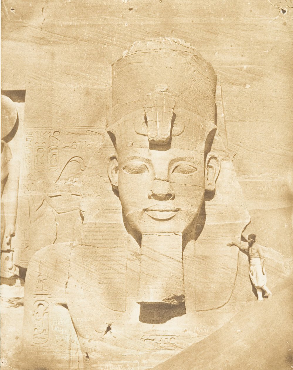 Middelste Kolos van de Spéos van Phré, in Abousembil, 29 maart 1850 door Maxime Du Camp