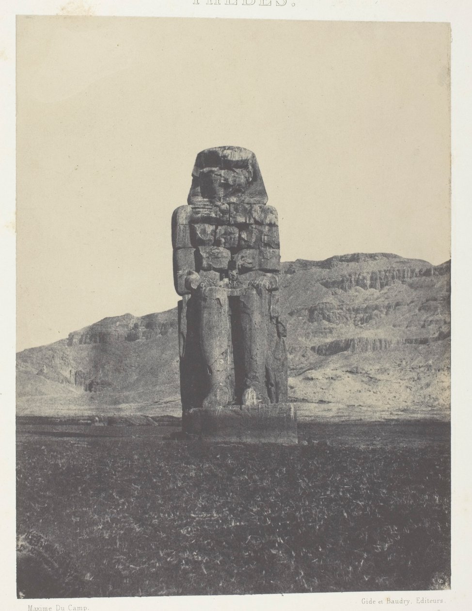 Gournah, Standbeeld van Memnon; Thebe door Maxime Du Camp