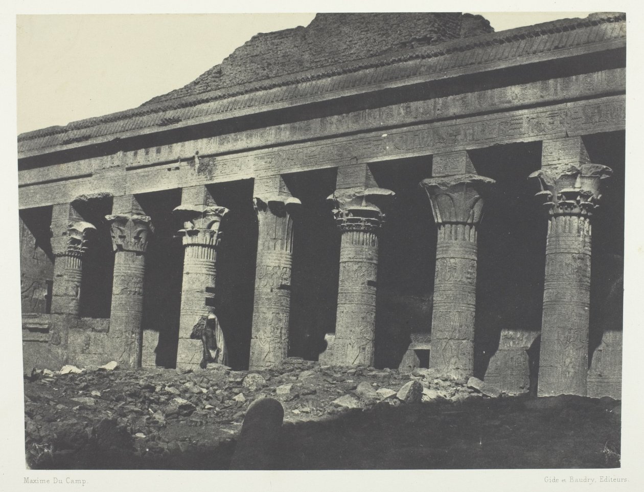 Grote tempel van Isis in Philoe, Galerie Orientale; Nubië, plaat 73 uit het album "Egypte, Nubië, Palestina en Syrië" (1852) door Maxime Du Camp