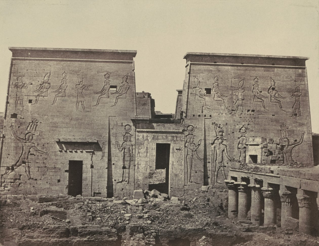Grote tempel van Isis, in Philae door Maxime Du Camp