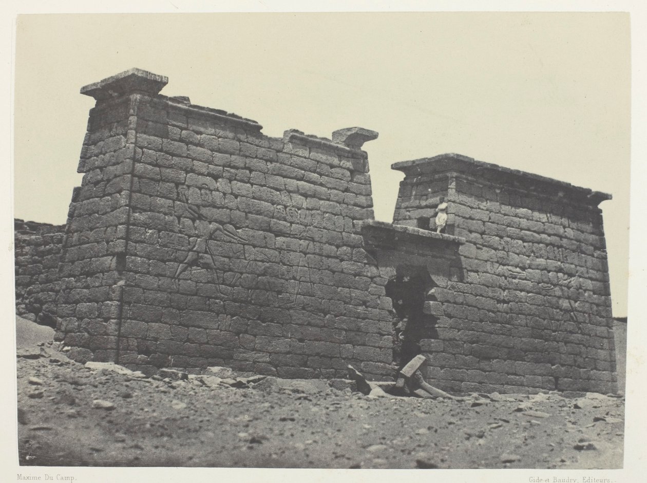 Hémi-Spéos De Séboua, Pylons; Nubië, plaat 98 uit het album "Egypte, Nubie, Palestina et Syrie" (1852) door Maxime Du Camp