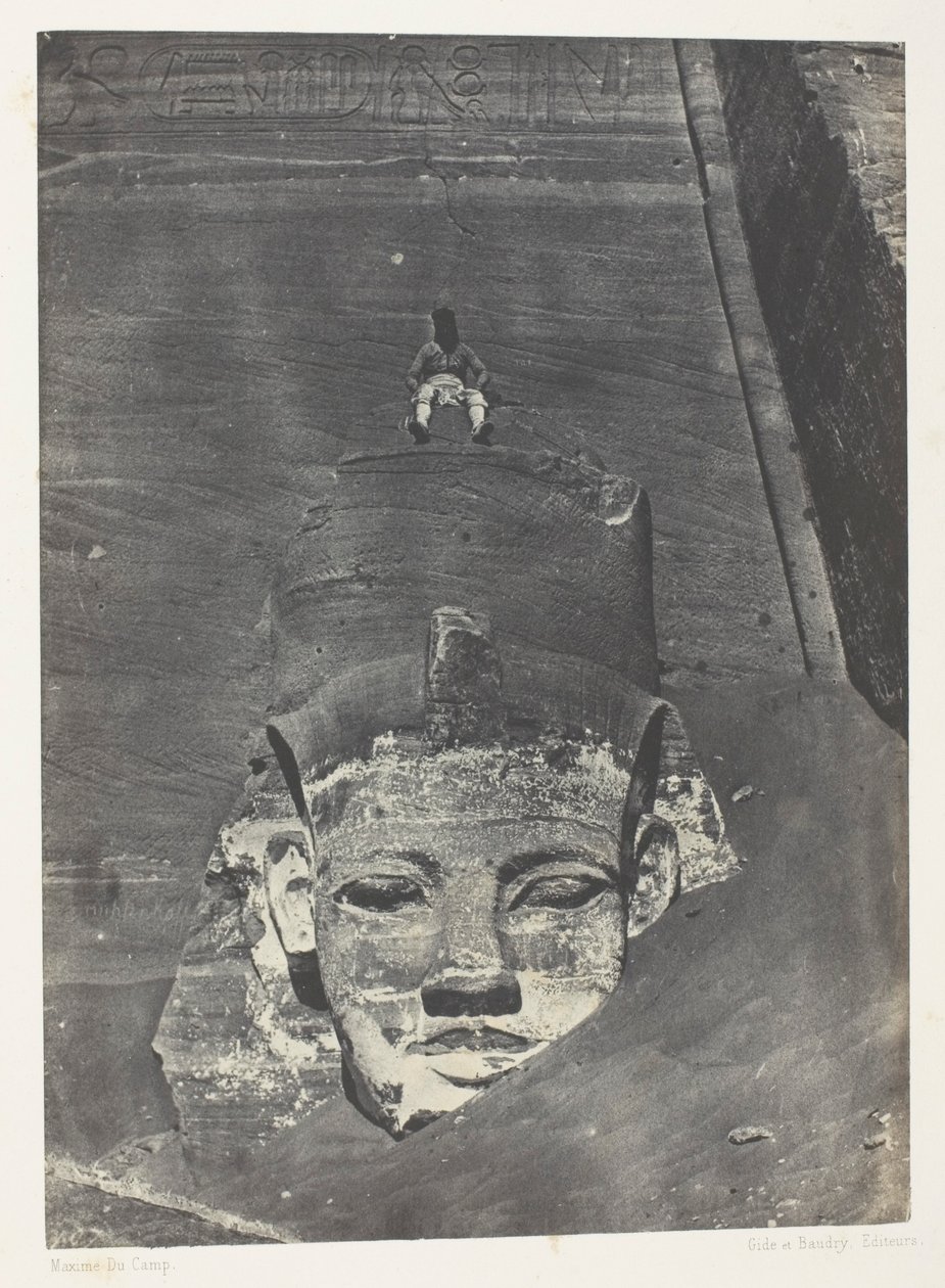 Ibsamboul, Colosse Occidental Du Spéos De Phrè; Nubië, plaat 107 uit het album "Egypte, Nubie, Palestina et Syrie" (1852) door Maxime Du Camp