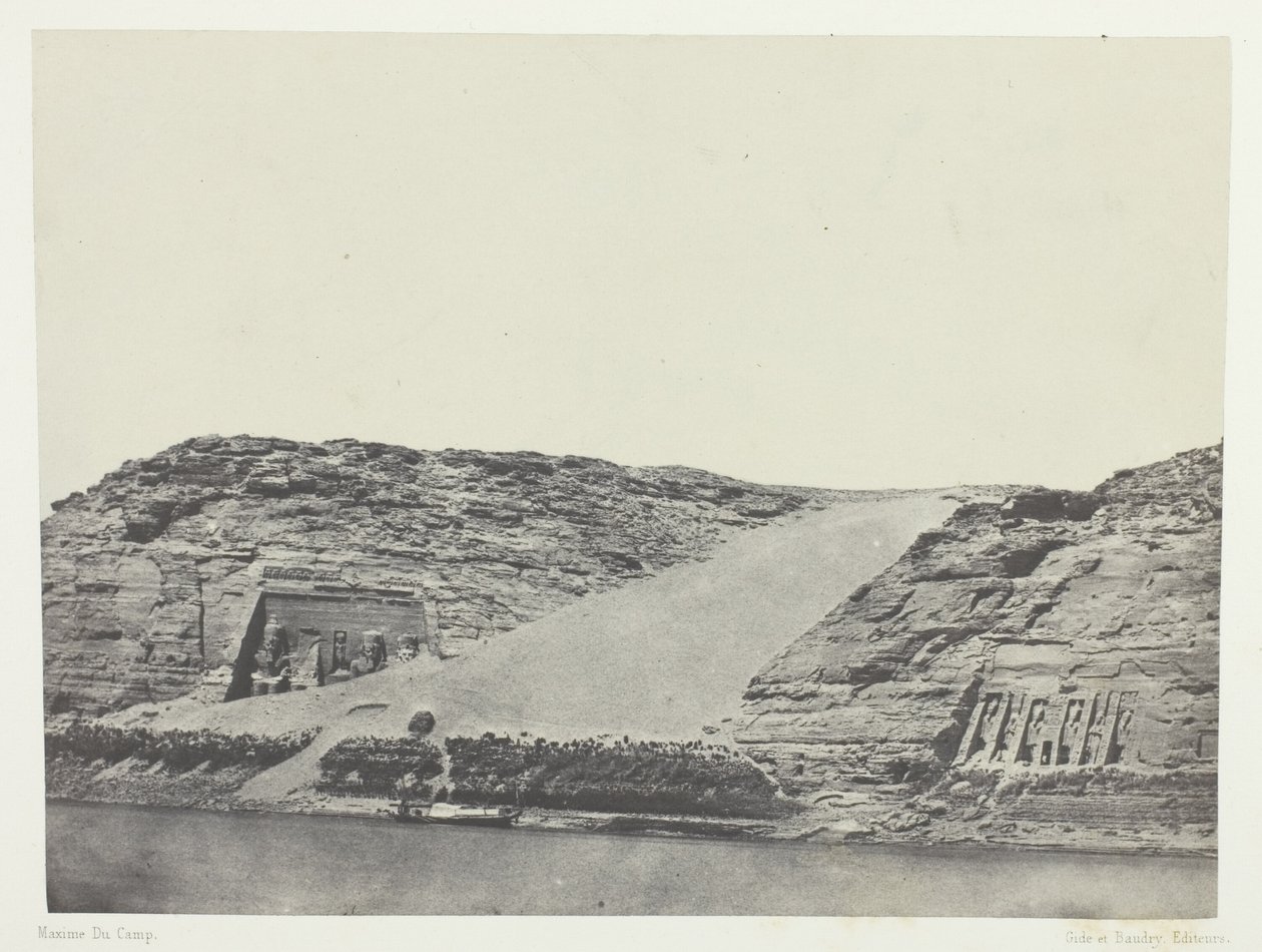 Ibsamboul, Les Deux Spéos; Nubie, plaat 101 uit het album "Egypte, Nubie, Palestina et Syrie" (1852) door Maxime Du Camp