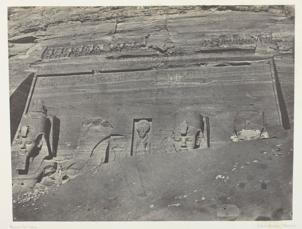 Ibsamboul, Vue Générale Du Grand Spéos De Phrè; Nubie, plaat 102 uit het album "Egypte, Nubie, Palestine et Syrie" (1852) door Maxime Du Camp