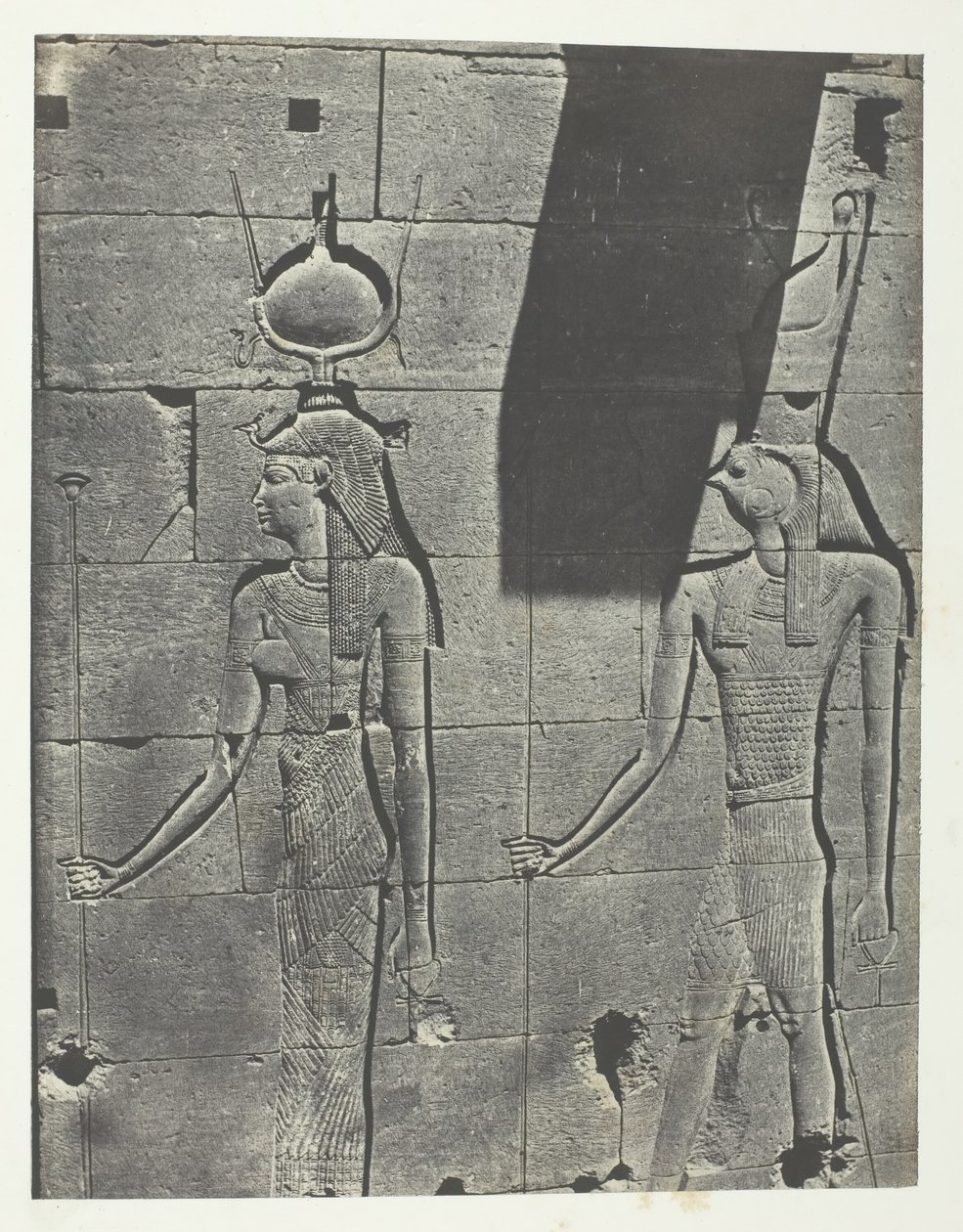 Kalabscheh, sculpturen van de achtergevel van de tempel, Nubië door Maxime Du Camp