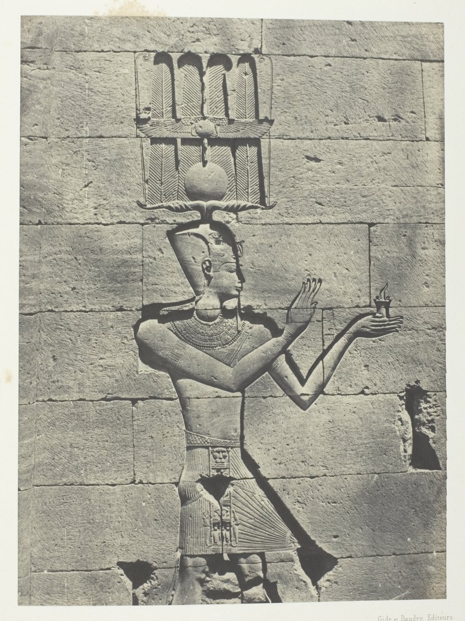 Kalabscheh, Sculptures De La Façade Postérieure Du Temple; Nubie, plaat 91 uit het album "Egypte, Nubie, Palestine et Syrie" (1852) door Maxime Du Camp