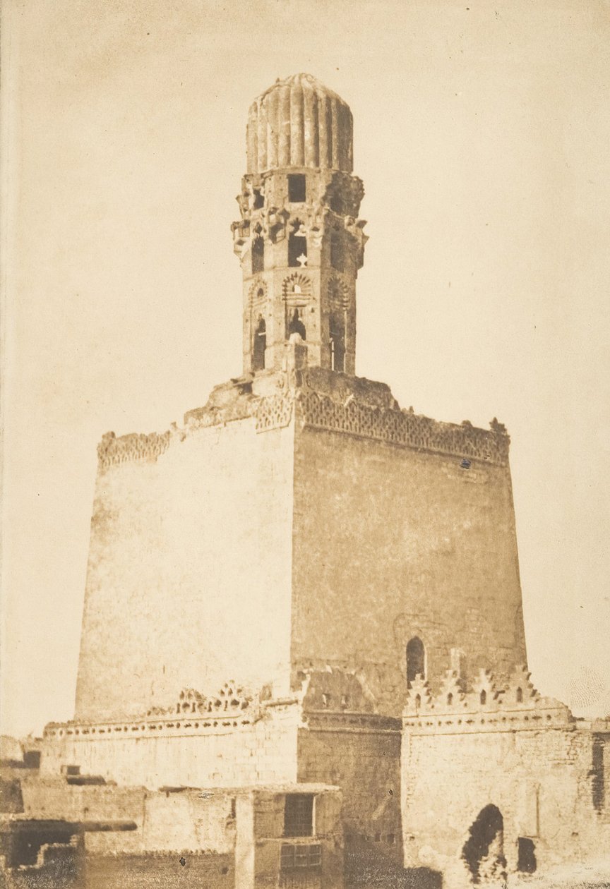 Minaret occidental de la Mosquée du Khalif Hakem, au Kaire, 9 januari 1850 door Maxime Du Camp
