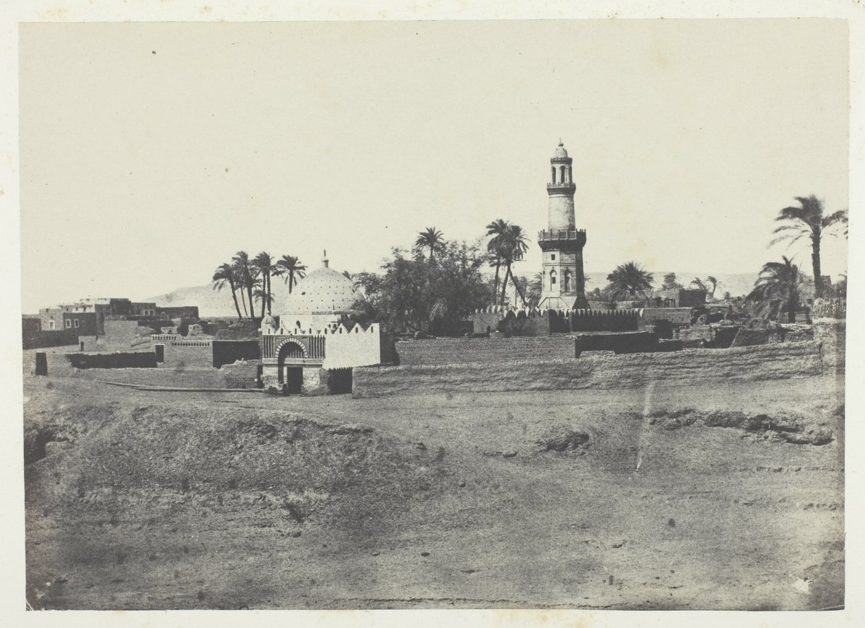 Moskee van El-Arif en Graf van Murad-Bey, Opper-Egypte, plaat 13 uit het album "Egypte, Nubie, Palestina et Syrie" (1852) door Maxime Du Camp