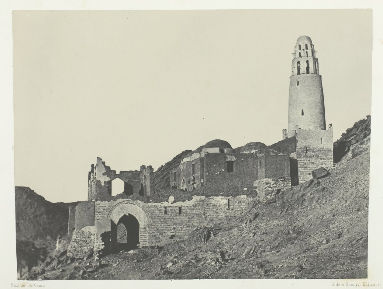 Moskee van Bellal in het Dorp Bab, Nubië, 1849-51, gedrukt 1852 door Maxime Du Camp