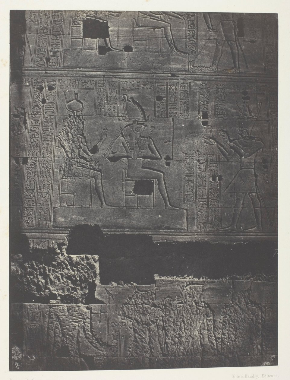 Westelijke Muur, Grote Tempel van Isis bij Philoe; Nubië, plaat 78 uit het album "Egypte, Nubië, Palestina en Syrië" (1852) door Maxime Du Camp