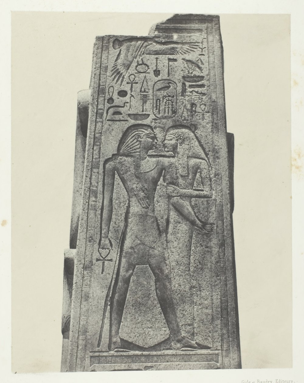 Palais de Karnak, Pilaar Voor het Granieten Heiligdom, Thebe, 1849-51, gedrukt 1852 door Maxime Du Camp