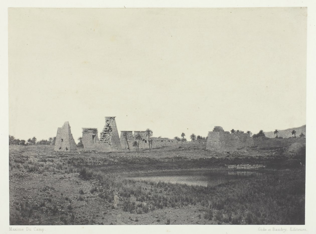 Paleis van Karnak, Propyleeën van het Zuiden, Thebe, 1849-1851, gedrukt 1852 door Maxime Du Camp