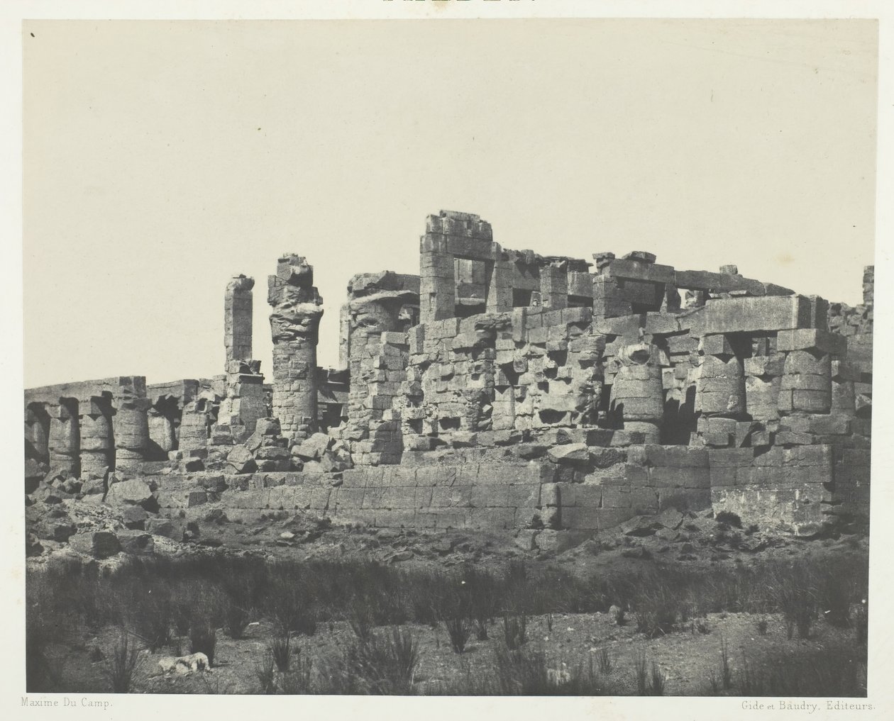 Paleis van Karnak, Hypostyle Zaal, Gezien vanuit de Noordoosthoek, Thebe, 1849-1851, gedrukt 1852 door Maxime Du Camp