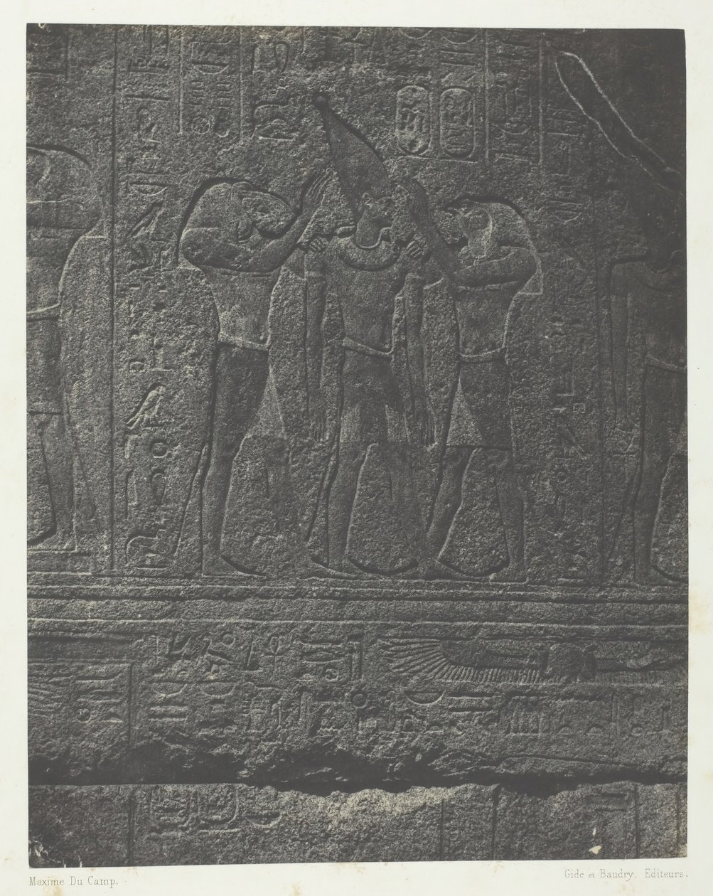 Paleis van Karnak, Externe Sculpturen van het Granieten Heiligdom, Thebe, 1849-51, gedrukt 1852 door Maxime Du Camp