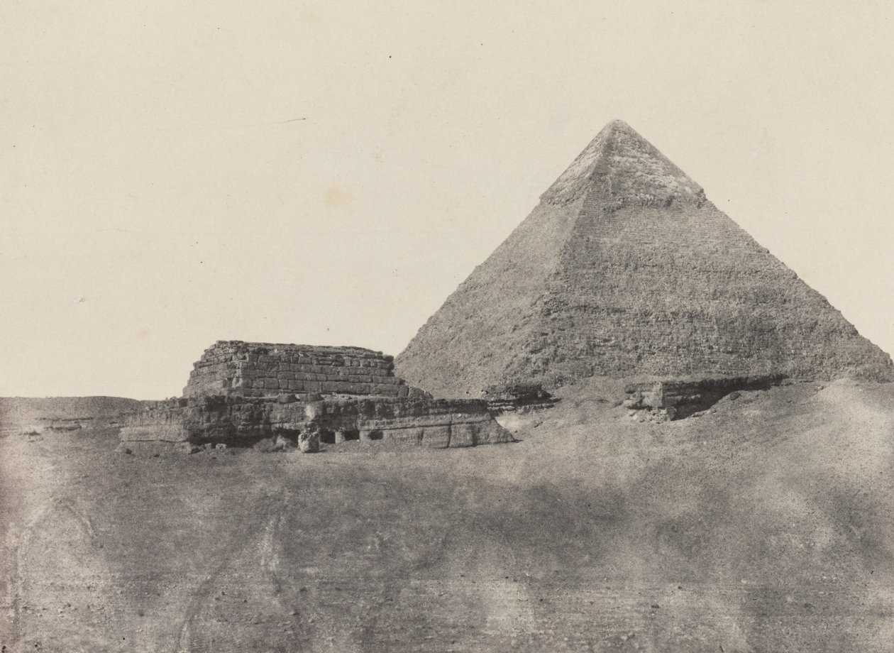 Piramide van Chephren, Midden-Egypte, plaat 10 uit het album "Egypte, Nubië, Palestina en Syrië" (1852) door Maxime Du Camp